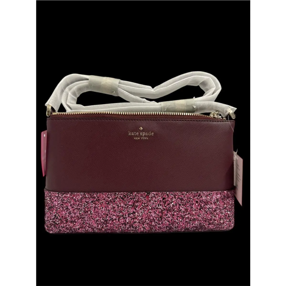 Kate Spade Flash Glitter SM Crossbody Cherrywood New