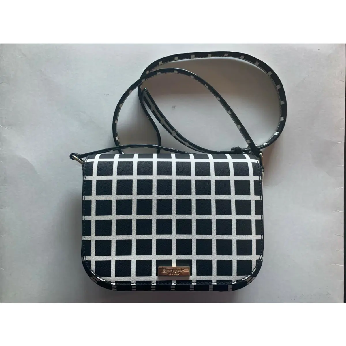Kate Spade WKRU4290 Large Carsen Laurel Way Printed Check Crossbody