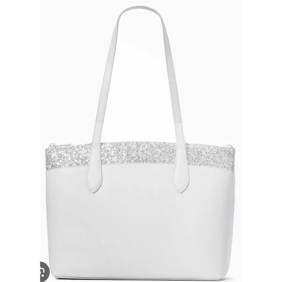 New Kate Spade NY Flash Glitter Tote Bag Grey Silver Glitter Purse