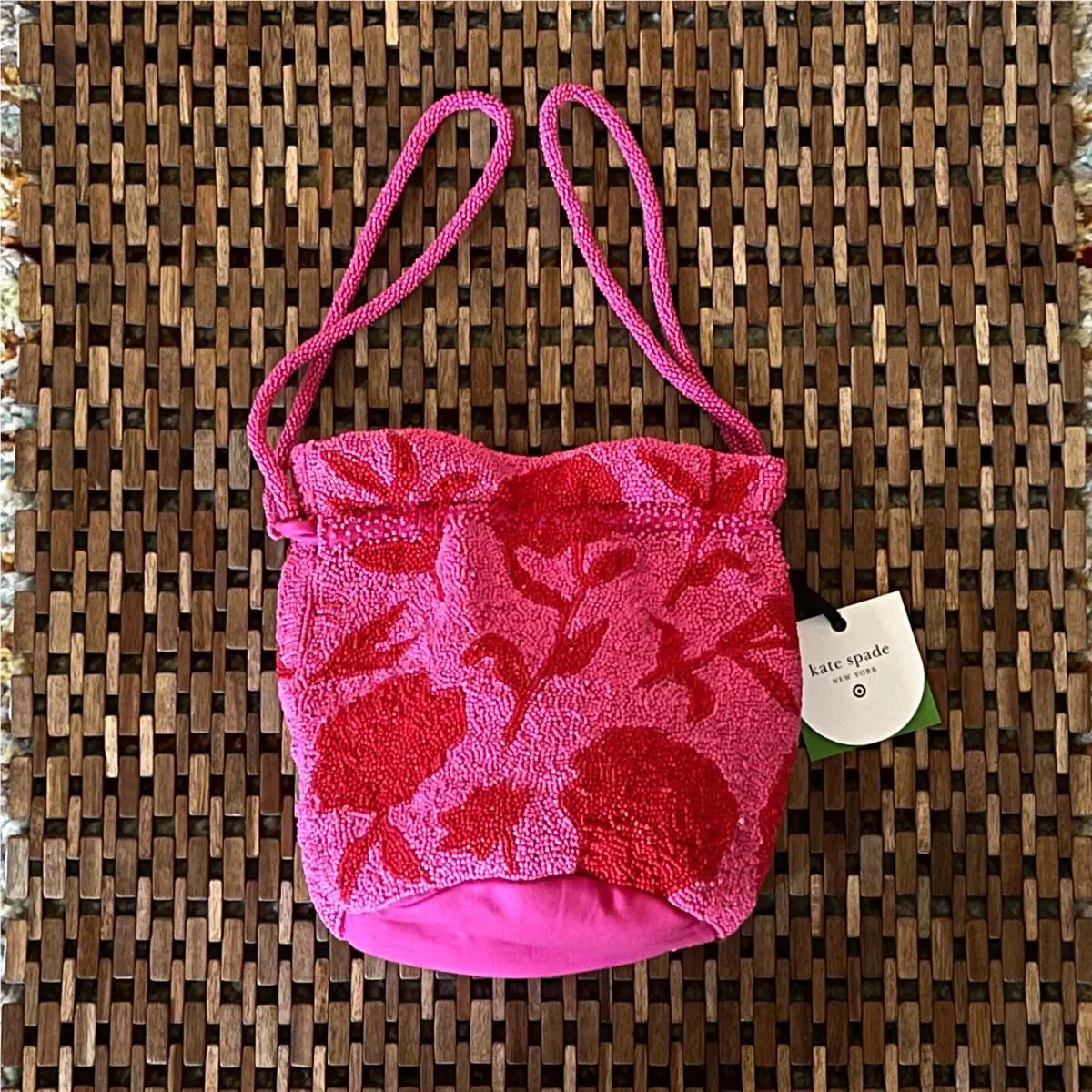 Kate Spade New York x Target Beaded Classic Bucket Bag Pink New