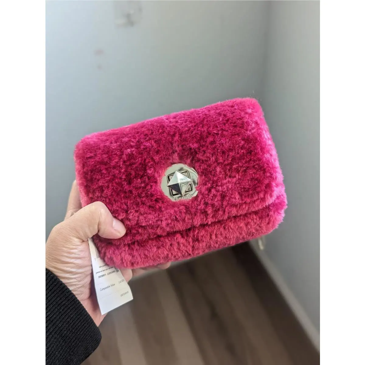 Kate Spade Audrey Shearling Micro Crossbody Bag Festive Pink K9280