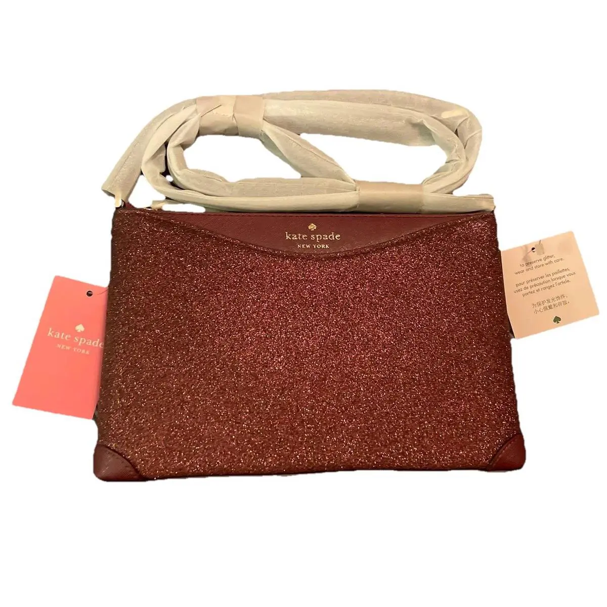 Nwt. Kate Spade Shimmy Glitter Crossbody Purse Deep Nova