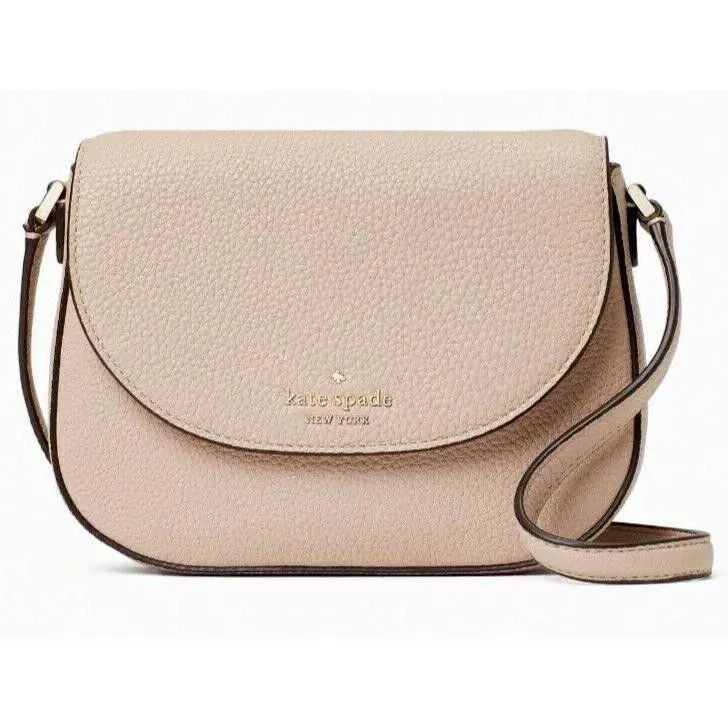 Kate Spade Leila Mini Flap Crossbody Bag Warm Beige Leather Purse WLR00396