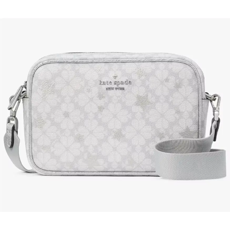 Kate Spade Flower Star Toss Platinum Crossbody Camera Bag Purse KK062