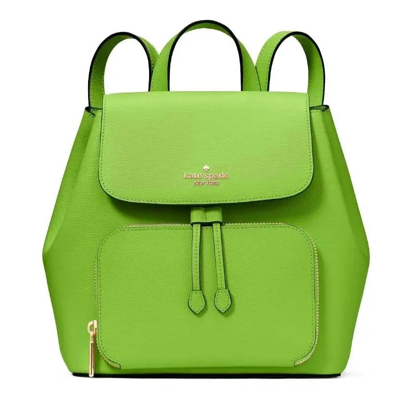 Kate Spade New York Kristi Medium Flap Backpack KA695 Leather Turtle Green