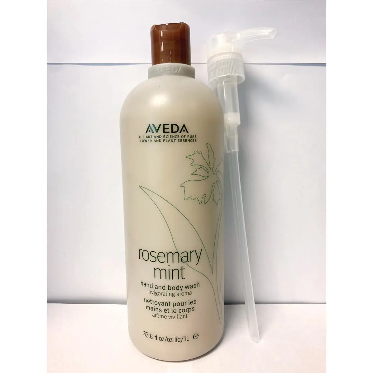Aveda Rosemary Mint Hand and Body Wash Cap Damaged with Free Pump 33.8 Oz /1 L