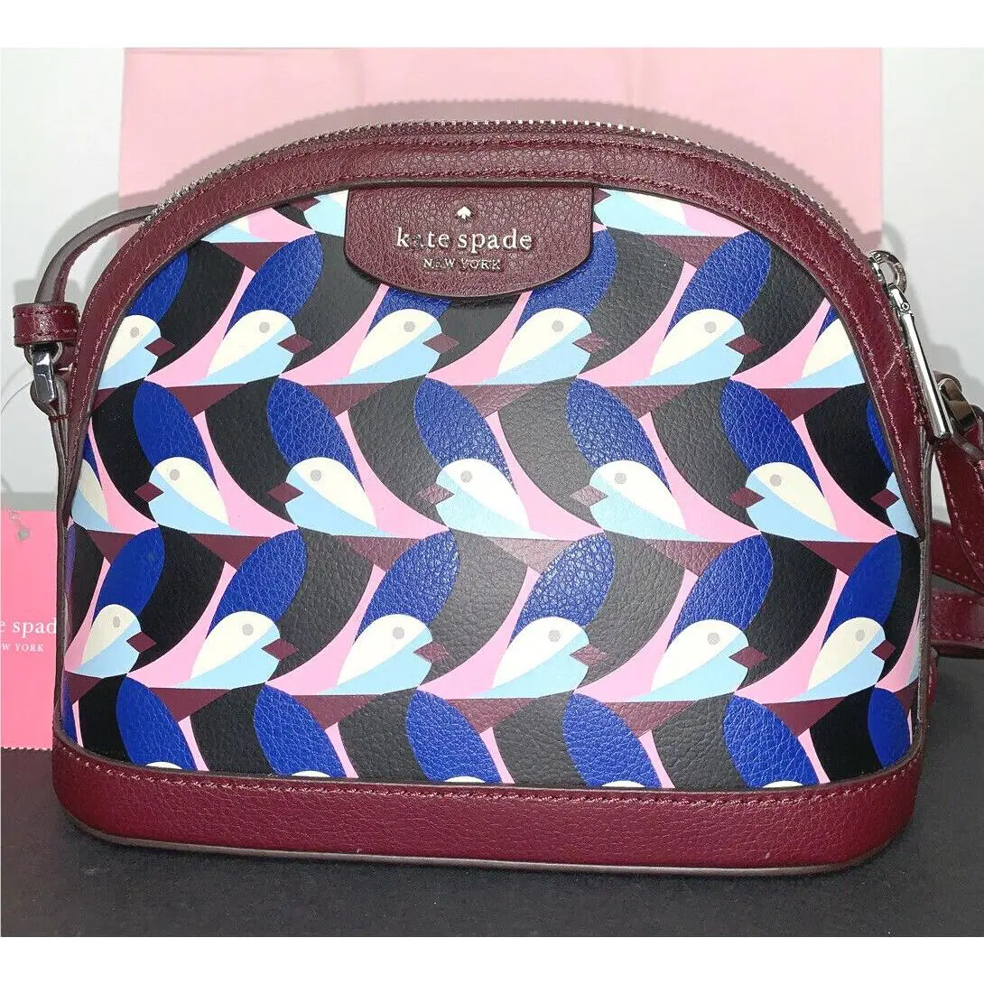 Kate Spade Sylvia Geo Birds Medium Dome Crossbody Bag WKRU6556 New