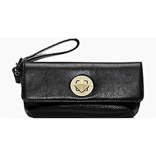 Kate New York Chrystie Street Evan Spade York Chrystie Street Evan Black Clutch Leather Wristlet - Exterior: Black