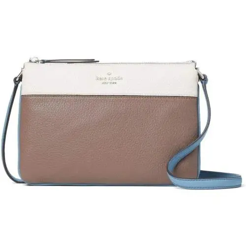 Kate Spade Jackson Leather Triple Gusset Crossbody Purse - Baltic Sea