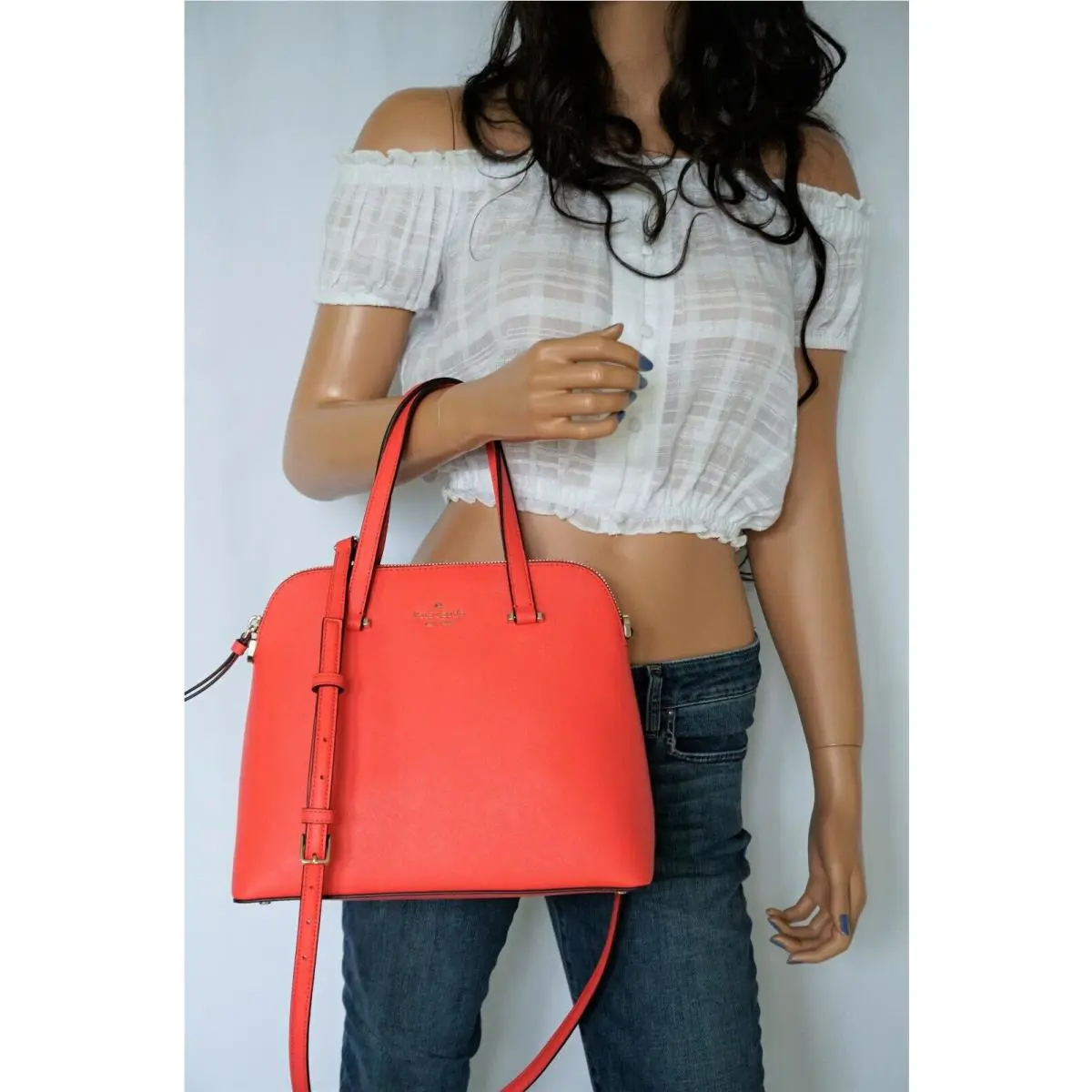 Kate Spade Maise MD Dome Satchel Soft Saffiano Leather Shoulder Bag Stop Lighti