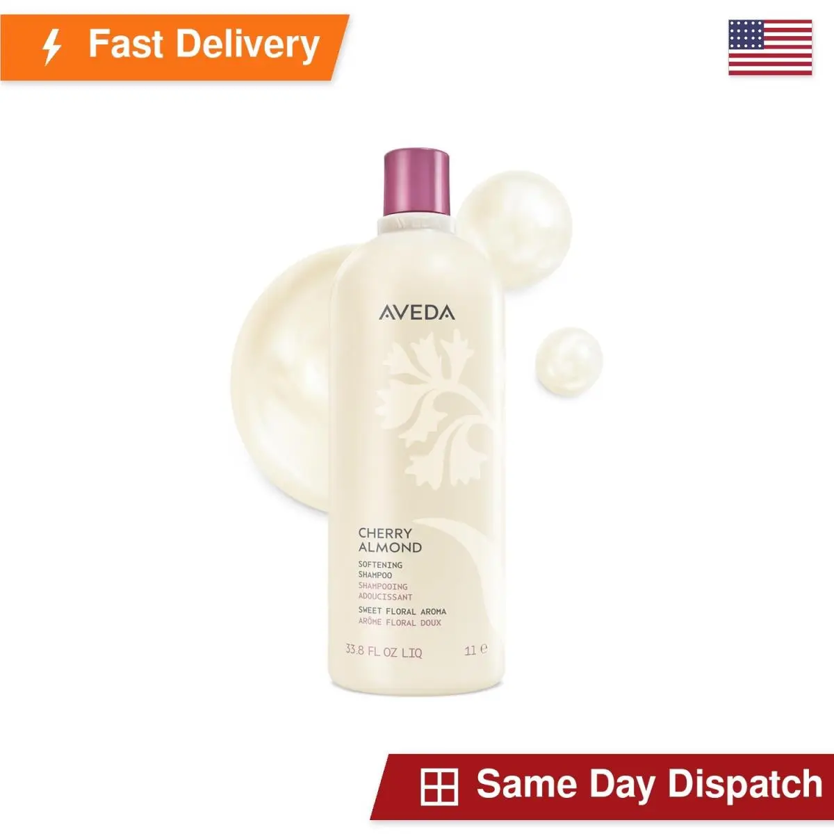 Cherry Almond Softening Shampoo 33.8 Fl Oz Normal to Dry Hair Naturally by Aveda