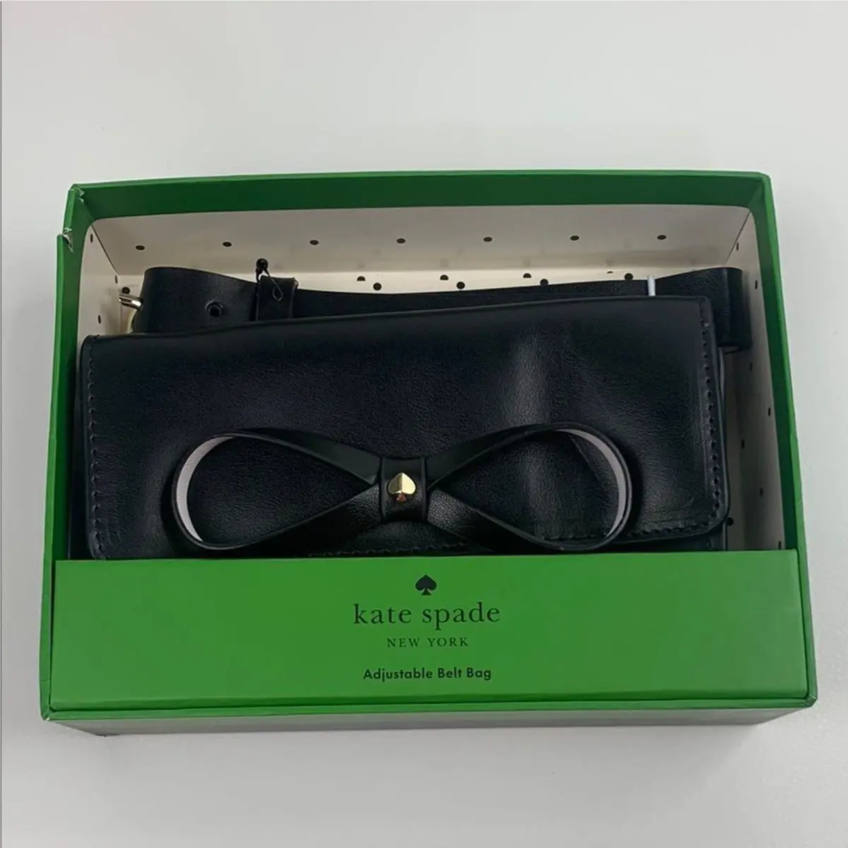 Kate Spade Leather Black Adjustable Belt Bag Bow Accent Size S/m