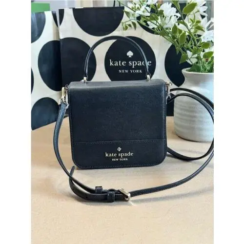 Kate Spade Staci Square Crossbody Black K7342 Saffiano Leather