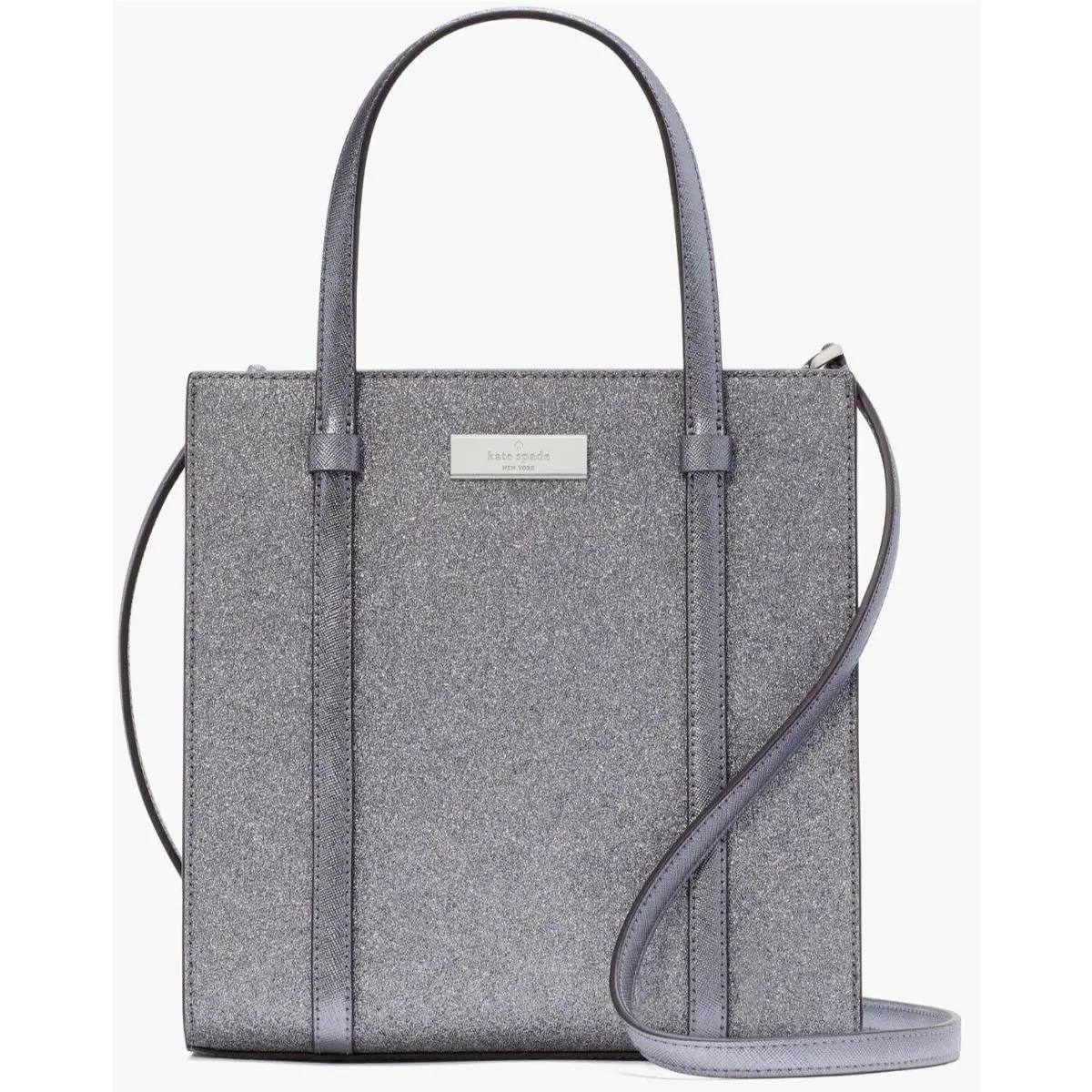 Kate Spade Kenzie Glitter Small Tote Bag KI959 Blueish Silver Purse