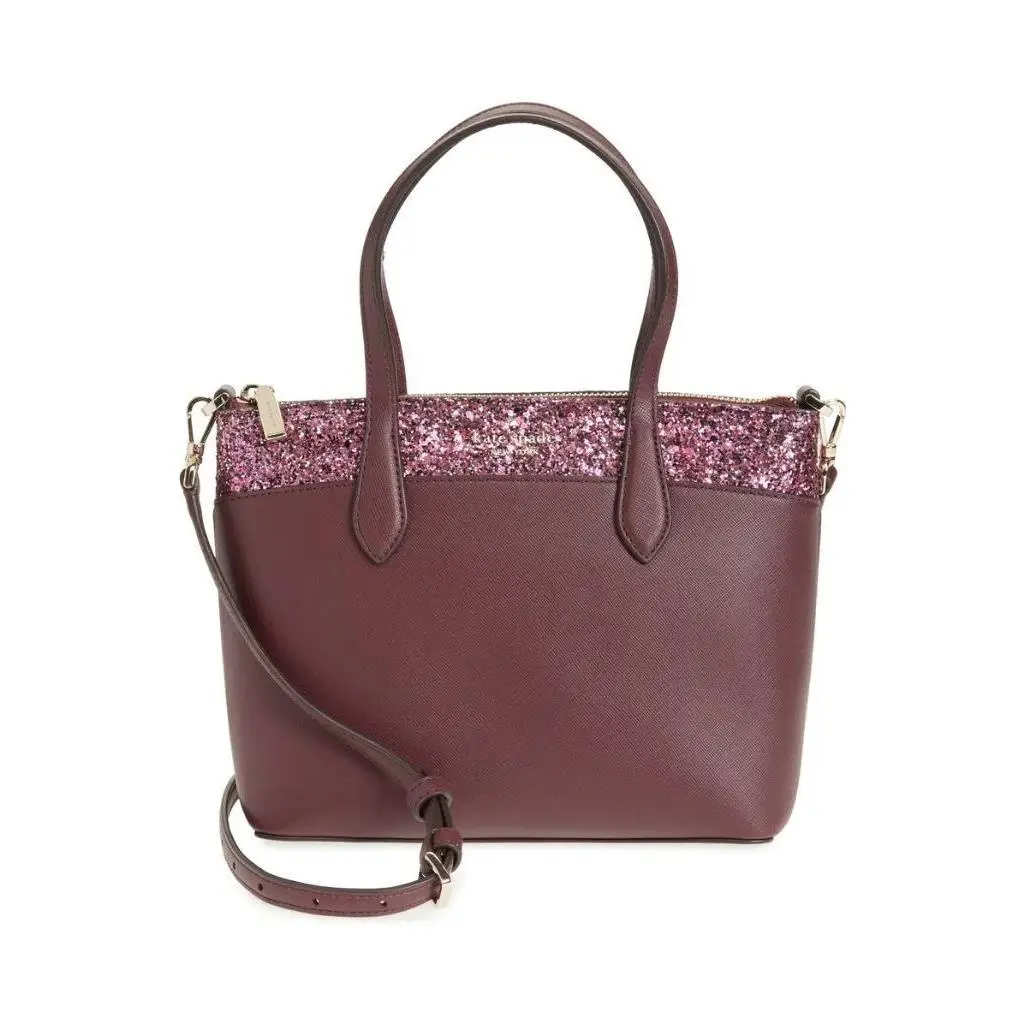 Kate Spade New York Flash Glitter Satchel Bag in Cherrywood