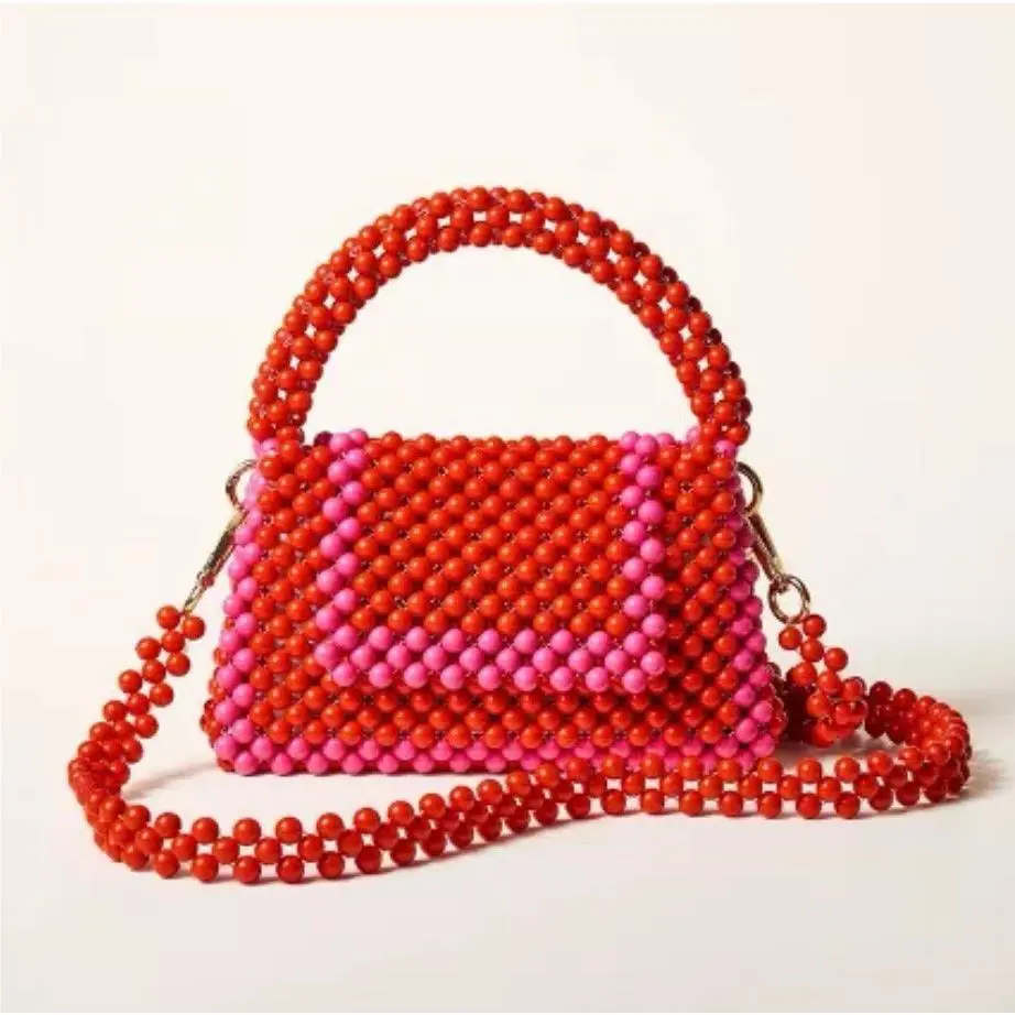 Kate Spade x Target Red/pink Colorblock Beaded Crossbody Bag