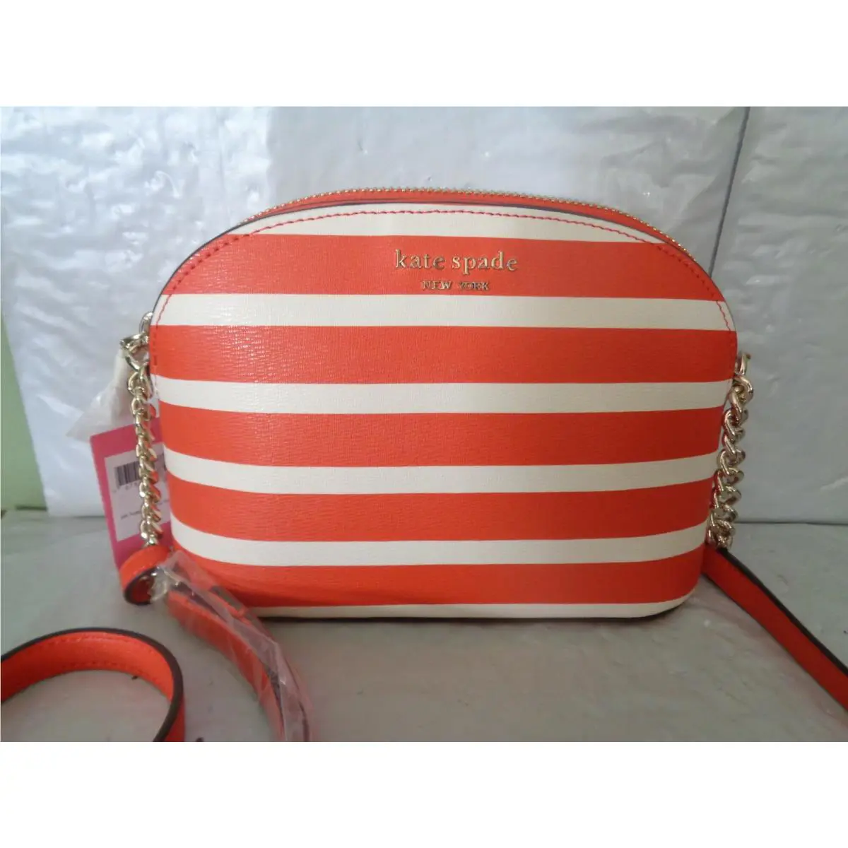 Kate Spade - Small Dome - Leather Crossbody - Tamarillo - Spencer Stripe