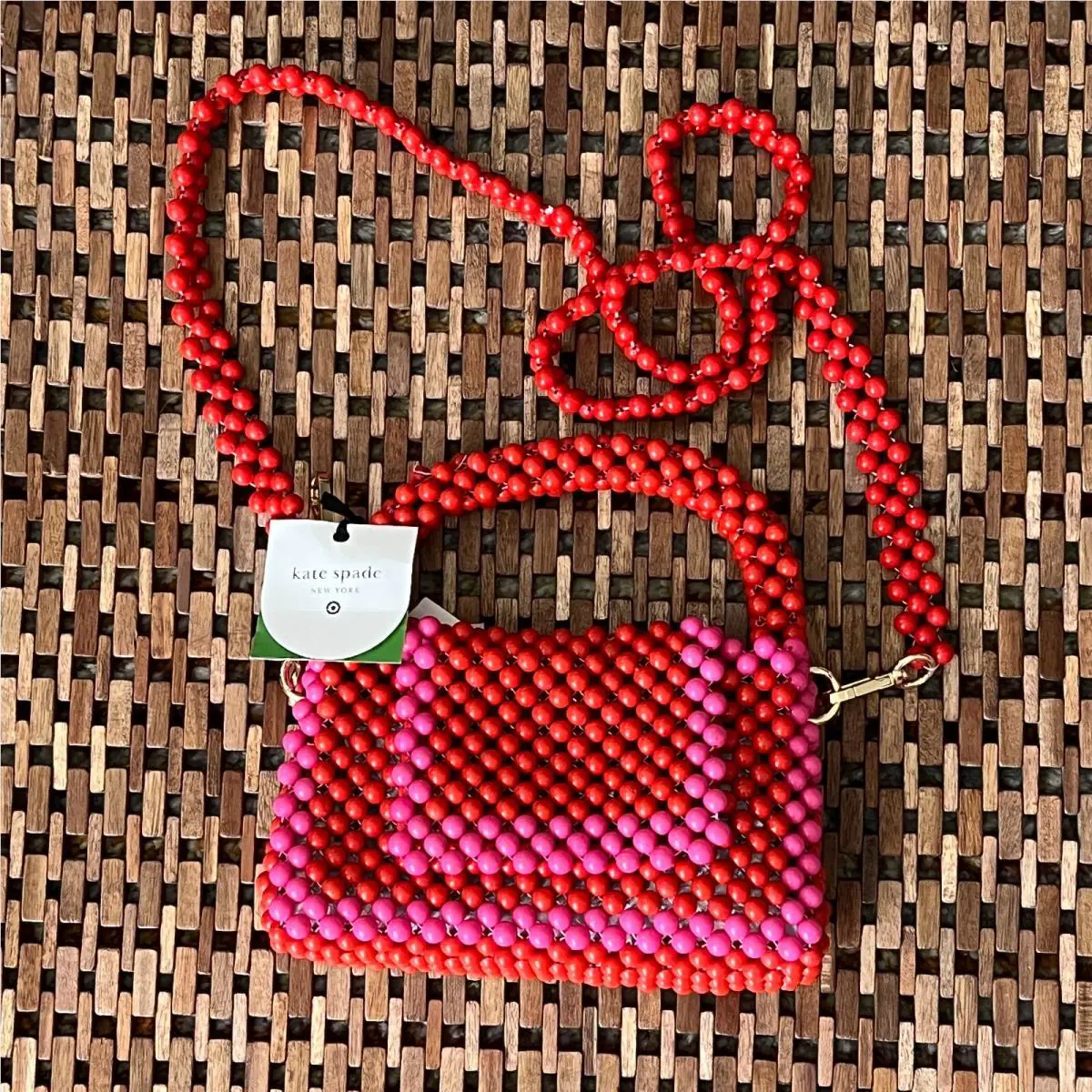 Kate Spade New York x Target Beaded Crossbody Bag Purse Red Pink New