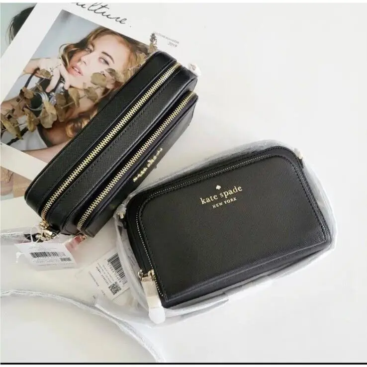 Staci Dual Zip Around Crossbody Black by Kate Spade
