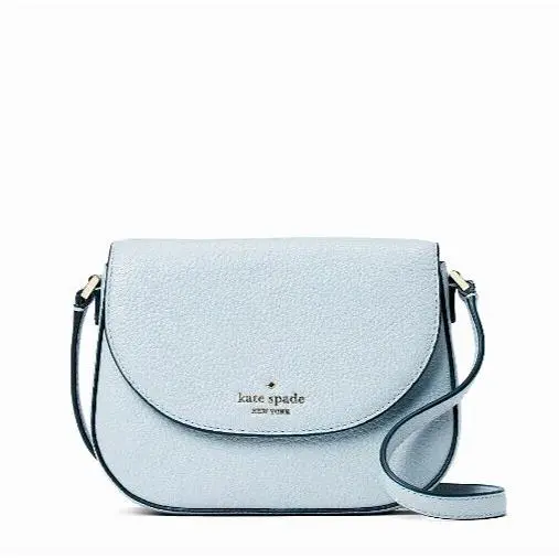 New Kate Spade Leila Mini Flap Crossbody Pebble Leather Frosty Sky