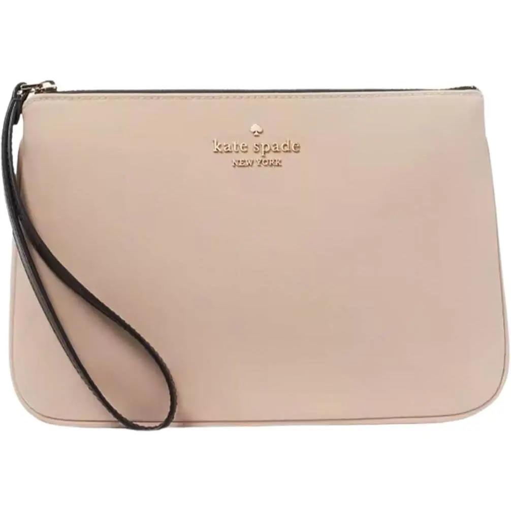 New Kate Spade Chelsea Medium Wristlet Pouch Bag Colorblock Warm Biege - Warm Biege, Exterior: warm biege