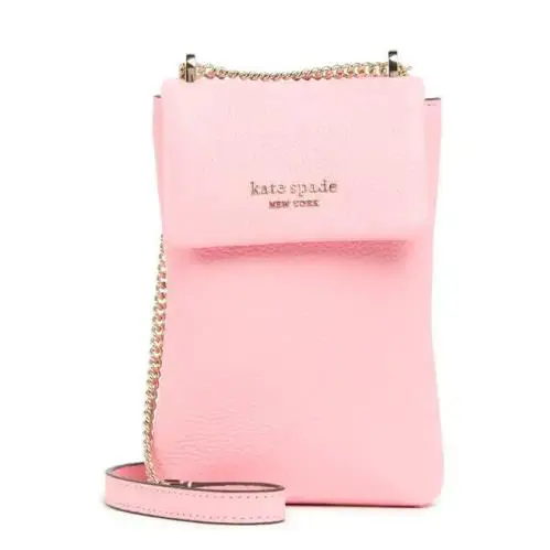 Kate Spade New York Gold Chain Crossbody Pebbled Pink Leather Purse - New