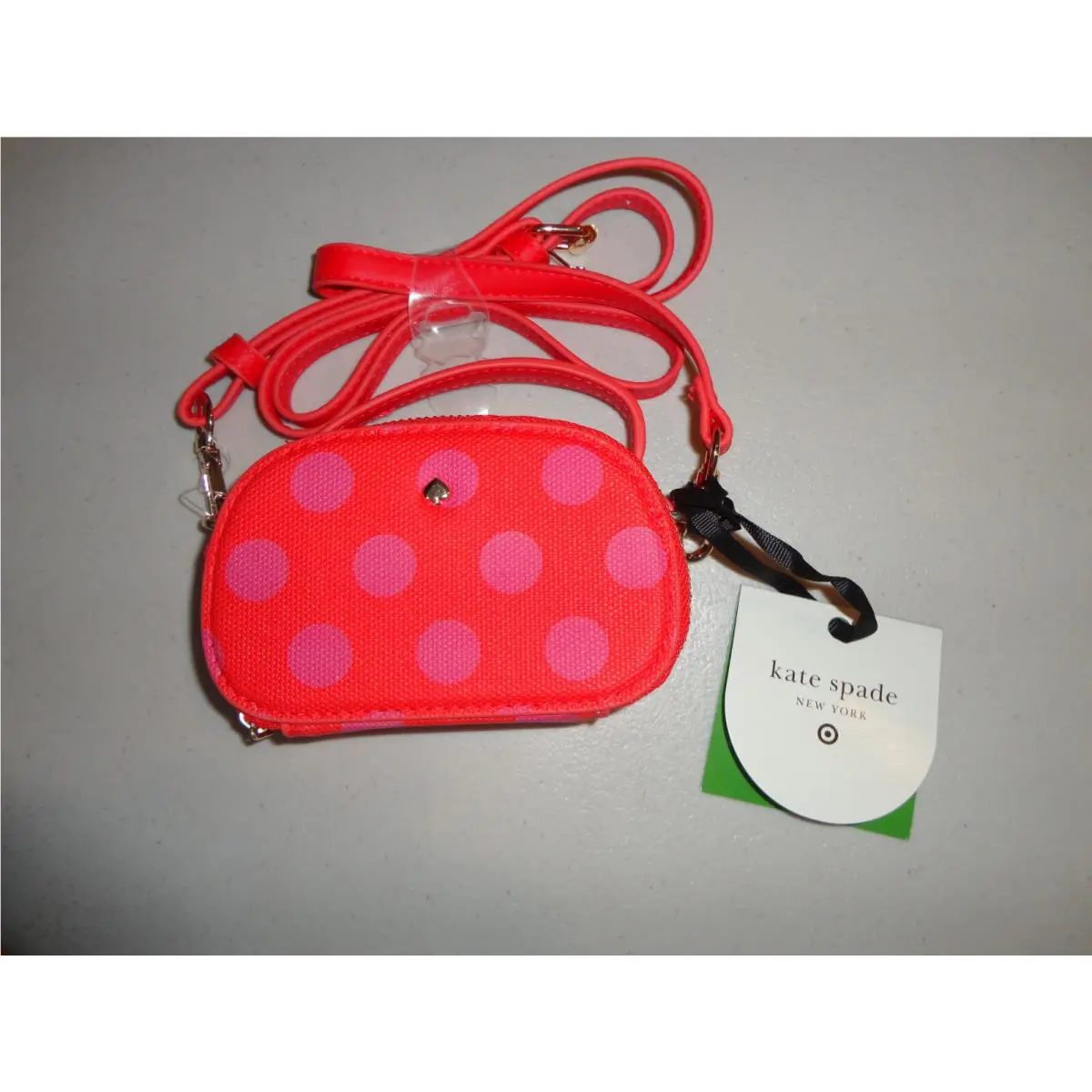 Kate Spade Target Red Pink Polka Dot Mini Crossbody Handbag Purse Cute