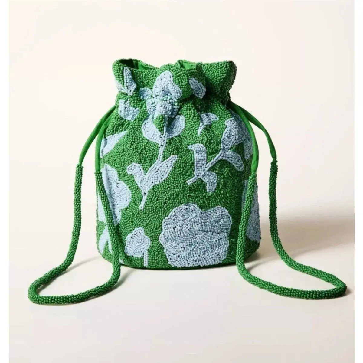 Kate Spade New York x Target Green Beaded Classic Rose Drawstring Bucket Bag New