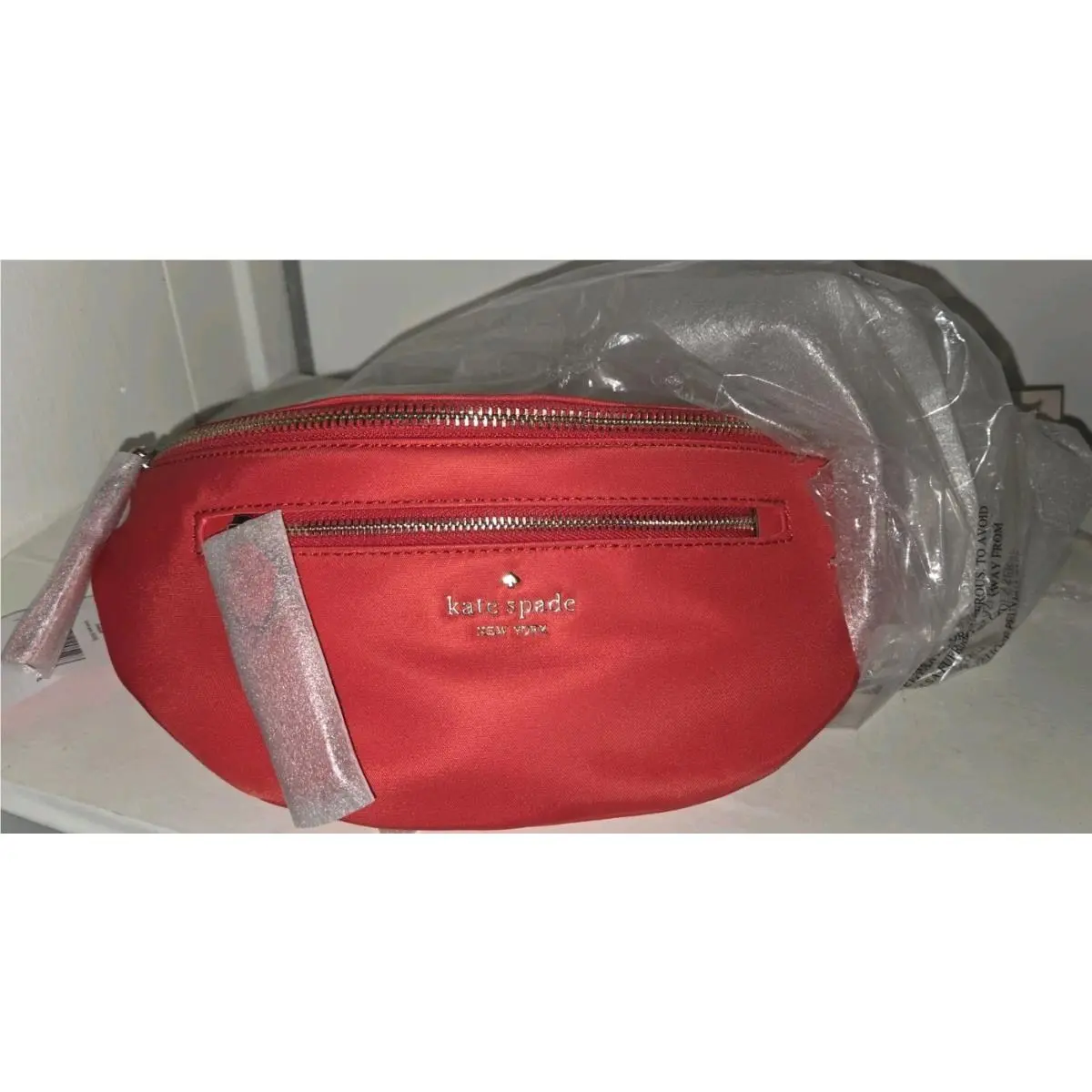 Kate Spade Chelsea Red Nylon Zip Belt Bag Waist Fanny Pack Crossbody
