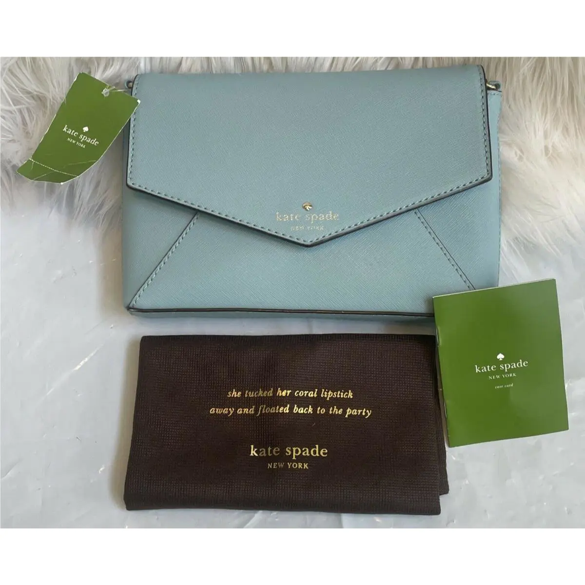Kate Spade York White Point Garden Leather Crossbody Blue Purse w/ Bag