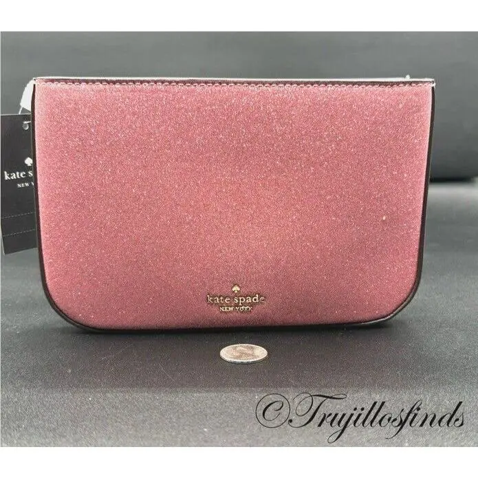 Kate Spade Glimmer Glitter Pochette Bag Mitten Pink KE453 New