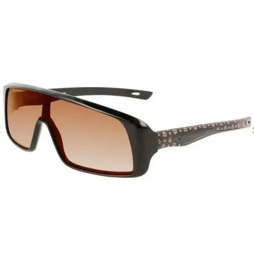 Mcm 717SL 001 Black Shield Sunglasses with Visetto Temples Brown Lens by MCM