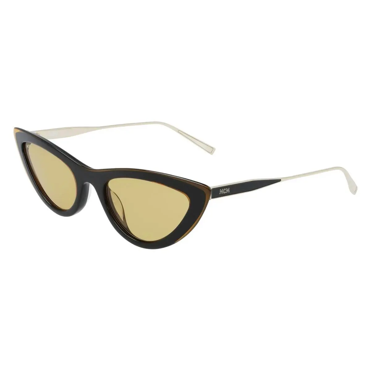 MCM-699S 204 Black Gold Cat Eye Sunglasses with Amber Lenses