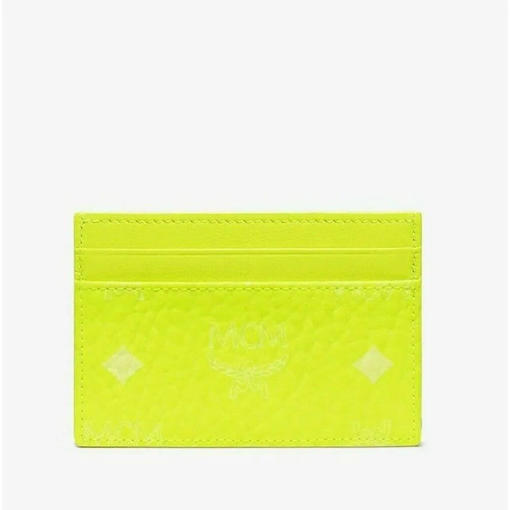 Mcm Card Case Holder Visetos Coated Canvas Neon Yellow MXA9AVI72YN001