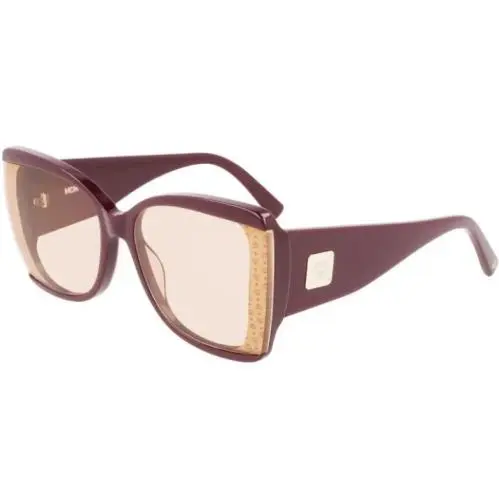 Mcm 710S 511 Aubergine Eggplant Cognac Visetos Sunglass with Beige Lens