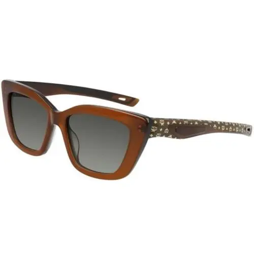 Mcm 704SL 205 Brown Sunglasses with Olive Viseto Temples with Gradient Lens