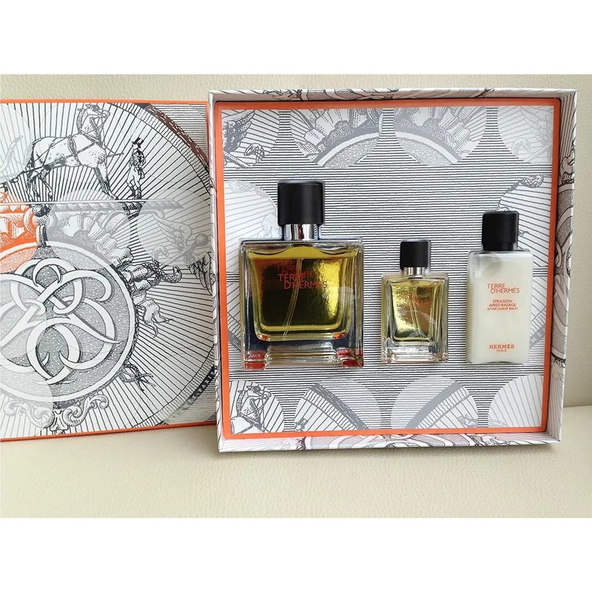 Terre d `hermes Set 75 ml Edp Spray +12.5 ml Edp +40 ml Asb -pure Perfume - Men