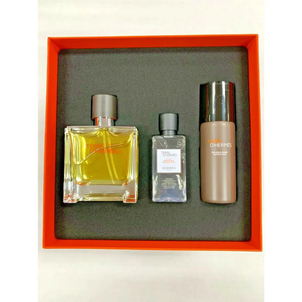 Terre D`hermes 3 Piece Set For Men Pure Perfume Spary 2.5 OZ After Shave Lotion