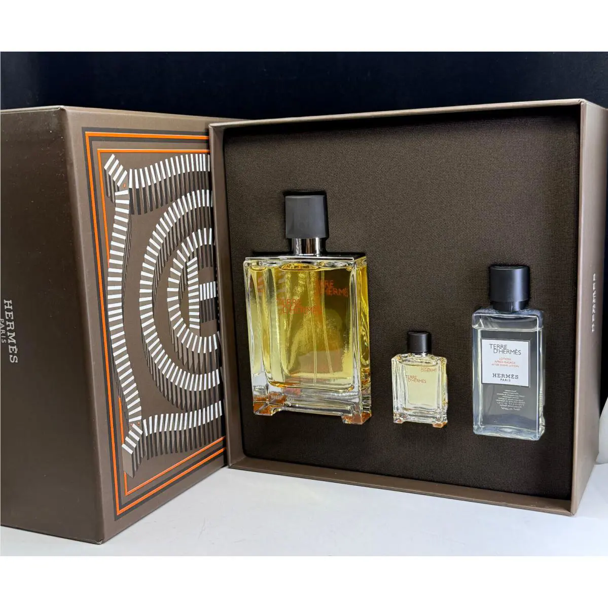 Terre D`hermes 3 Piece Set :edt 3.3 Spray Mini 1.35 oz After Shave