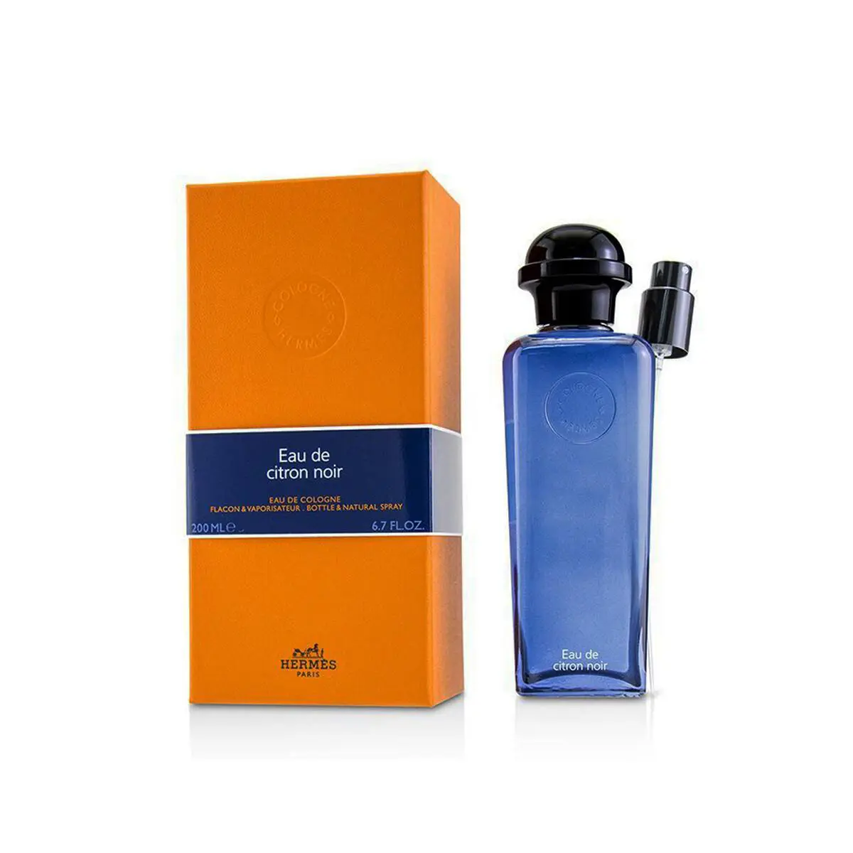 Hermes Eau De Citron Noir Eau De Cologne Bottle Natural Spray - Size 6.7 Oz