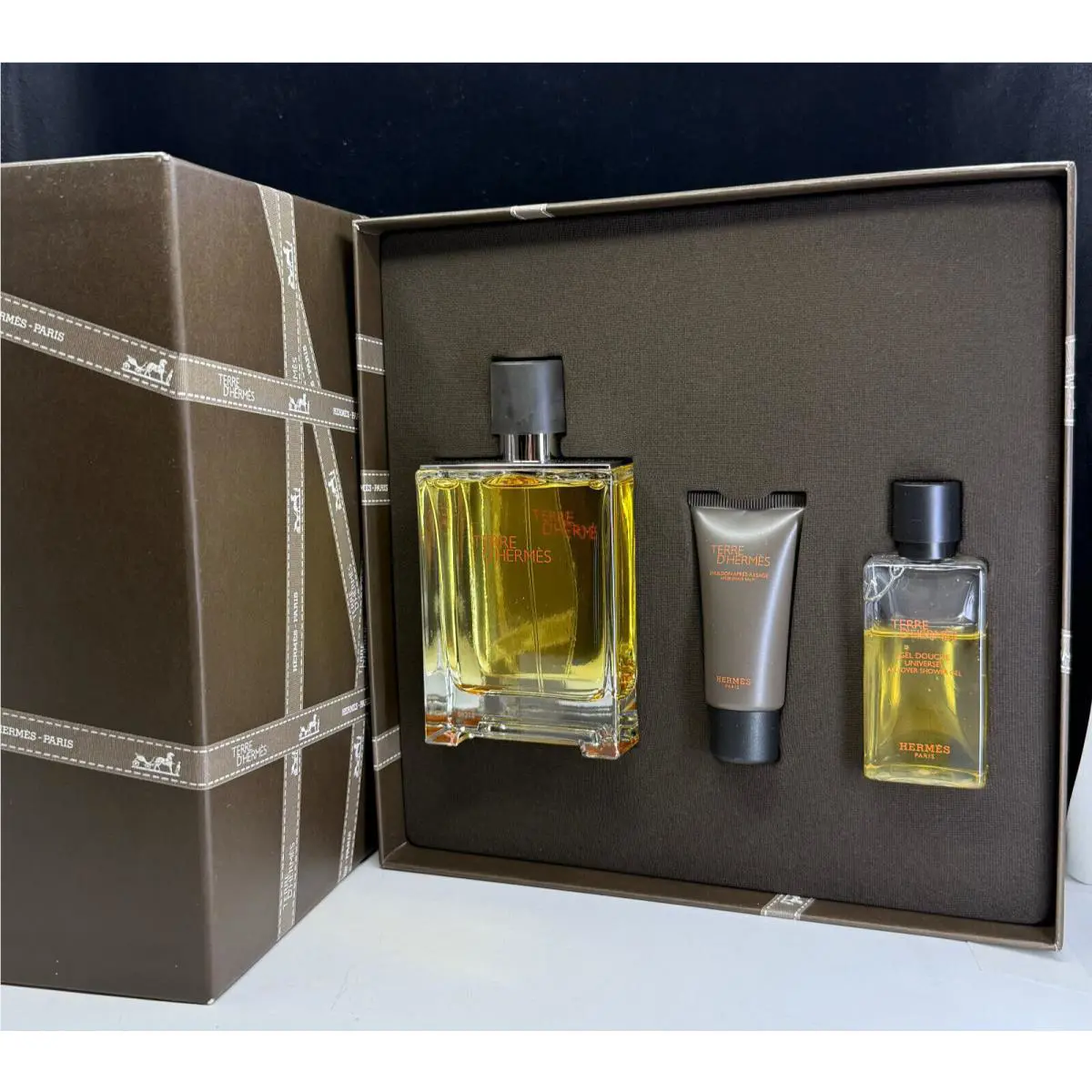 Terre D`hermes 3 Piece Set 3.3 oz Edt Spray 1.35 oz After Shave Lotion/balm