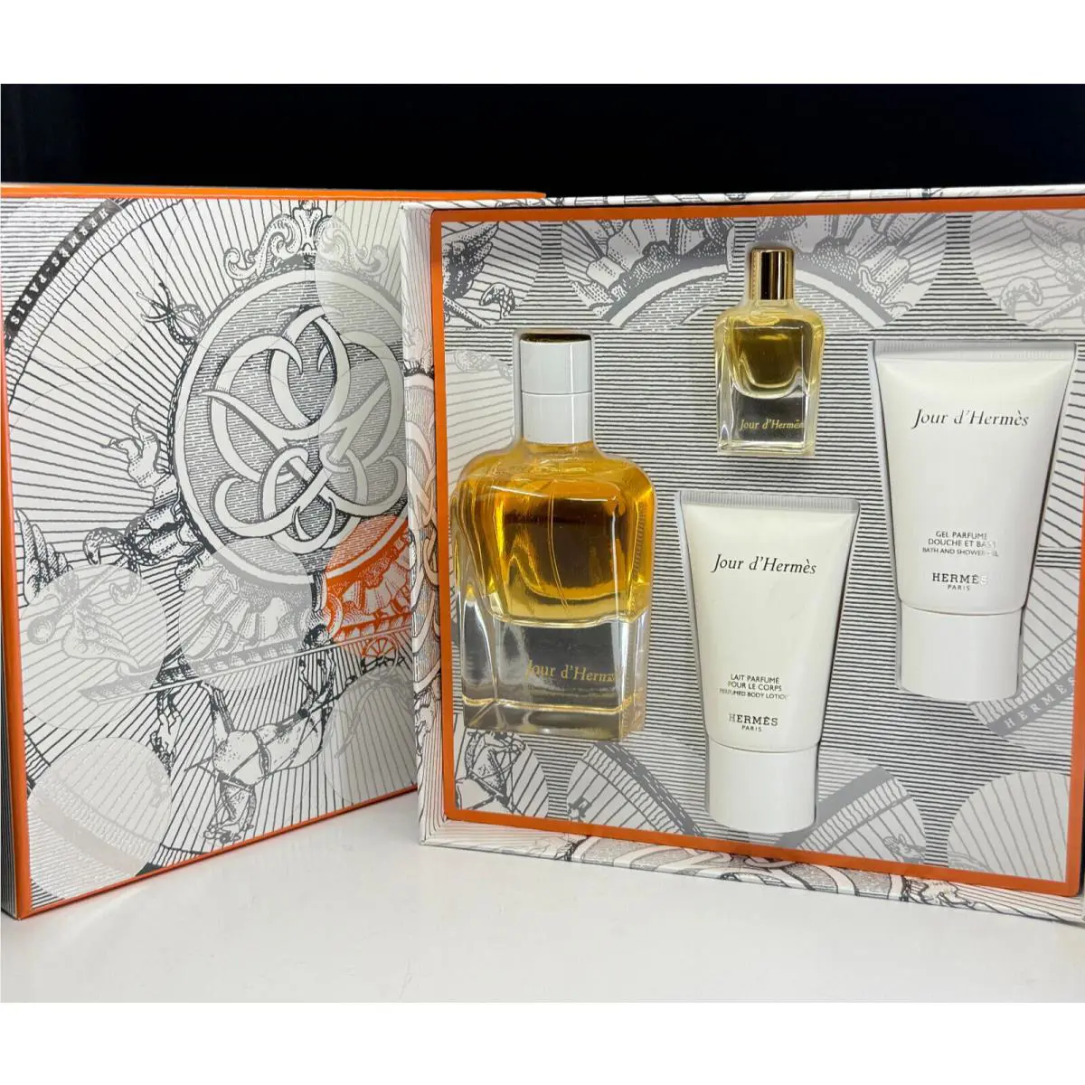 Jour D`hermes by Hermes 4 Pcs Set Edp: 2.87oz+0.25oz+1oz .BL+1 Oz.sg