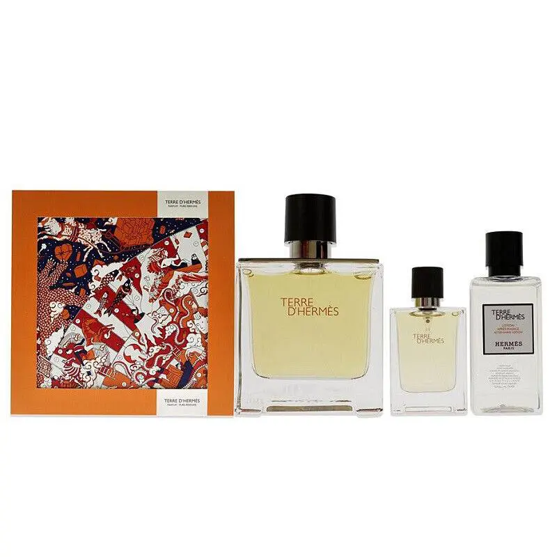 Terre D`hermes Hermes Men 3 Pcs Set 2.5 oz 0.42 oz Parfum Spray A/s Lotion
