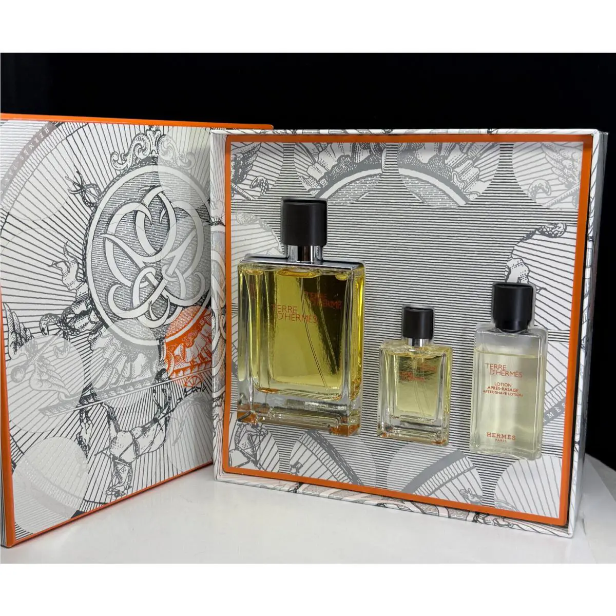 Terre D`hermes 3 Piece Set 3.3 oz Edt 0.5 oz and After Shave Lotion