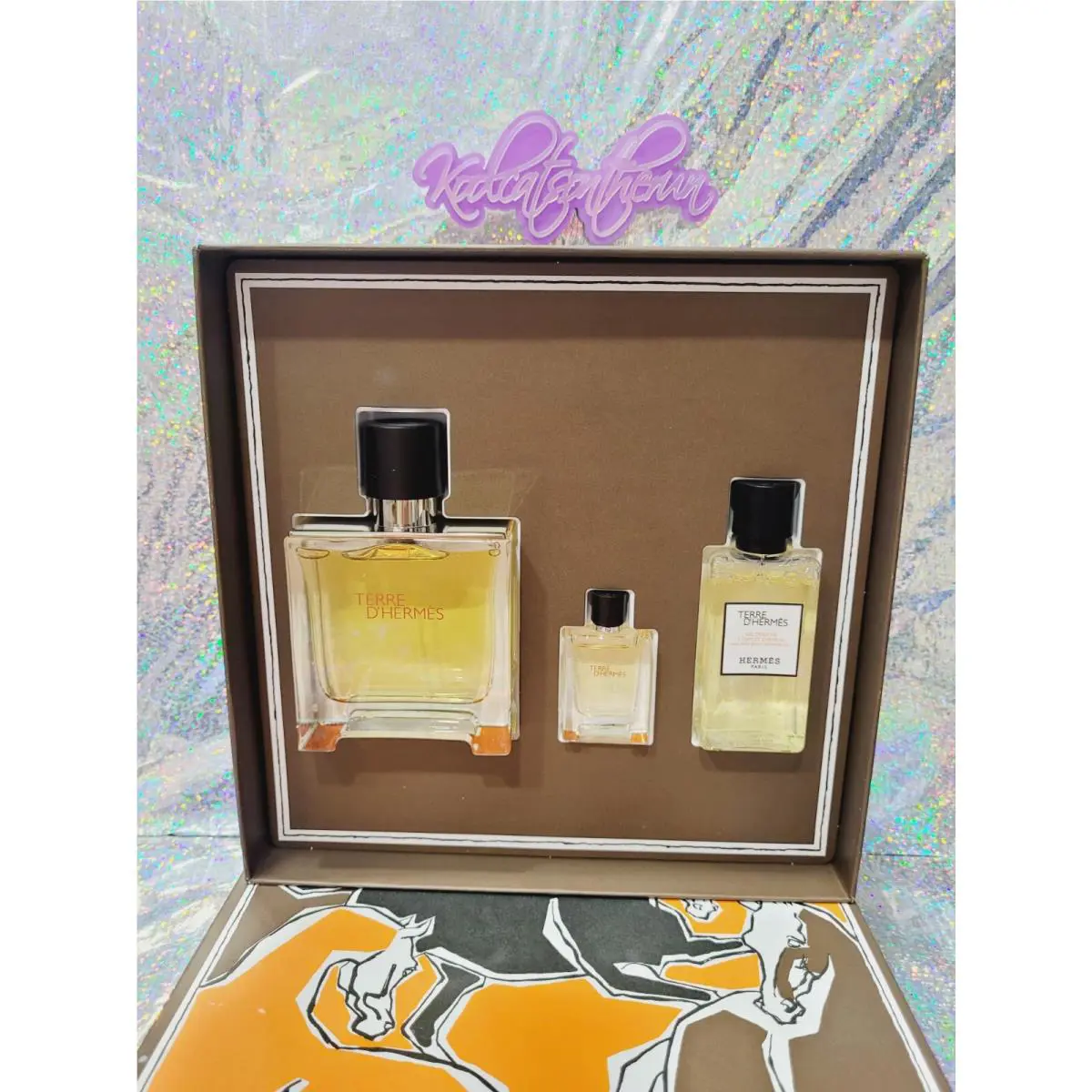 Terre D’hermes By Hermes Paris 2.5oz + 0.17oz Parfum Pure Perfume + Gel Gift Set