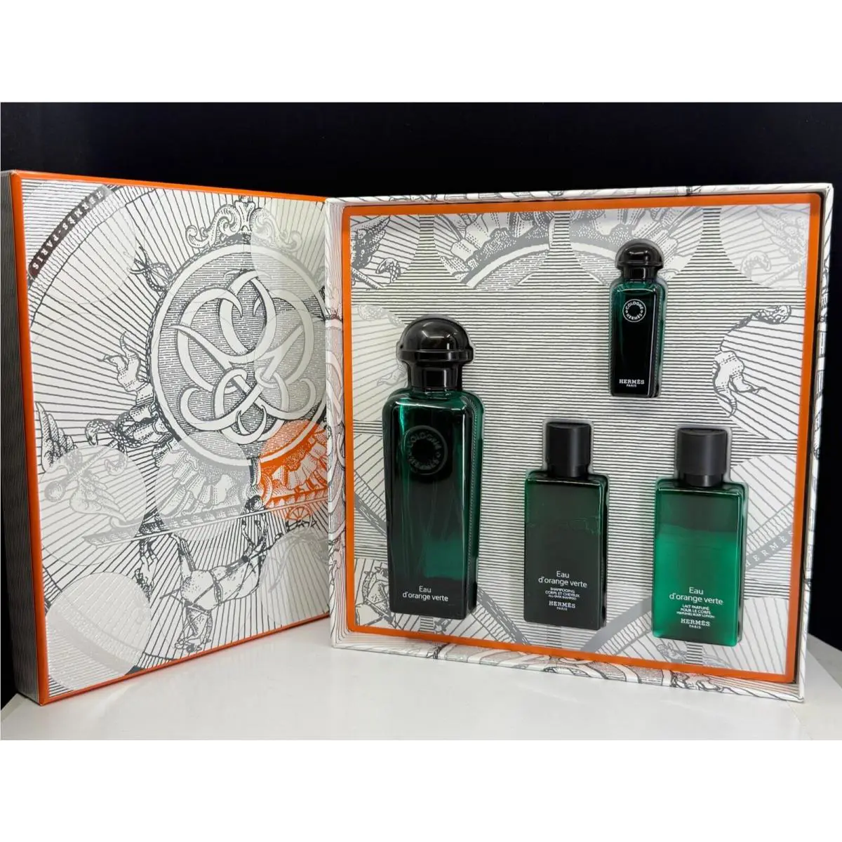 Hermes Eau D`orange Verte Set 100 Ml+ 7.5 ml + Shampoo 40 ml + B/l 40 ml