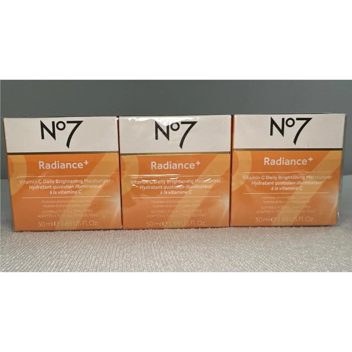 3x  Radiance+ Vitamin C Daily Brightening Moisturizer 1.69 fl oz 50ml Box by No7
