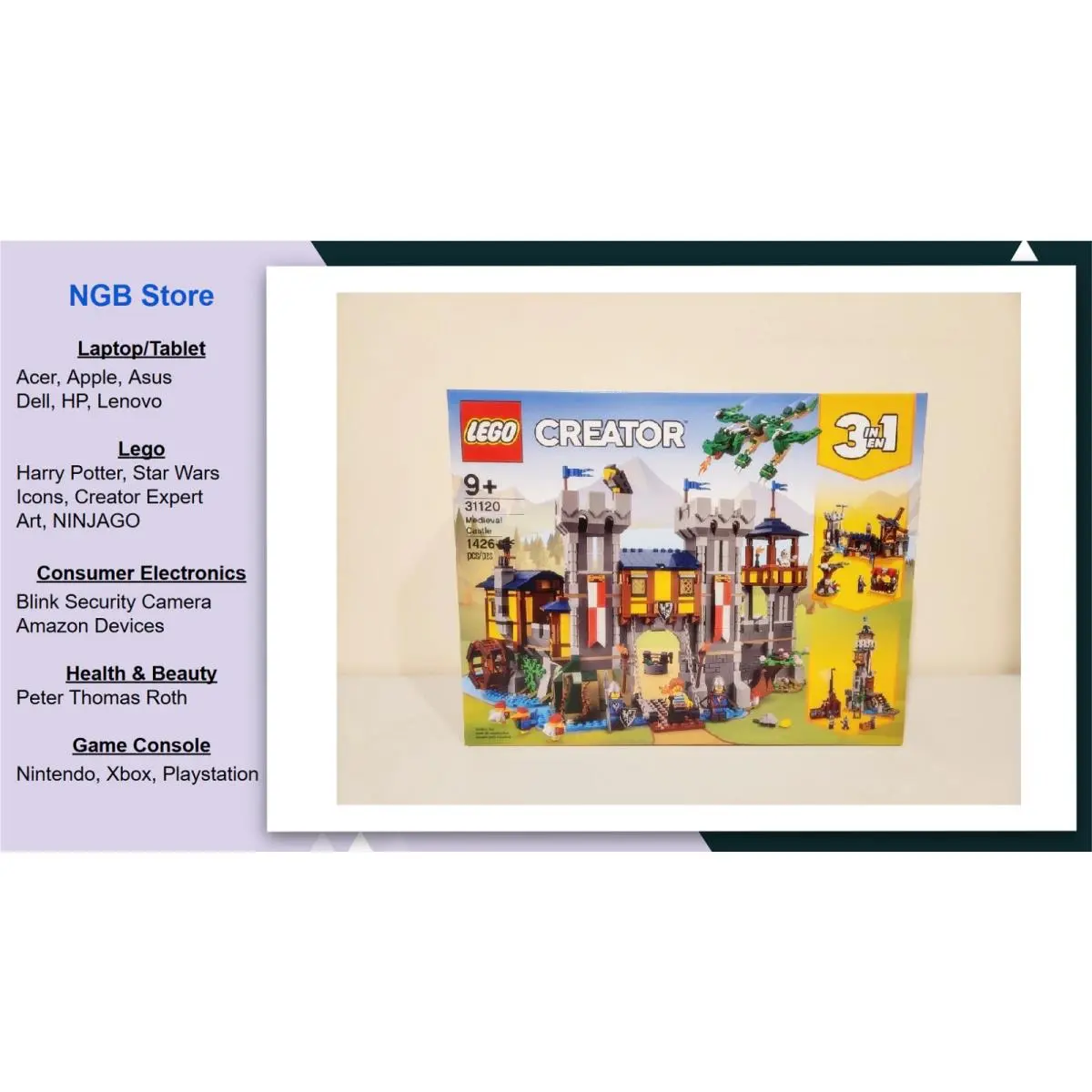 Lego Creator 3-in-1 Medieval Castle Toy to Tower or Marketplace 31120 US