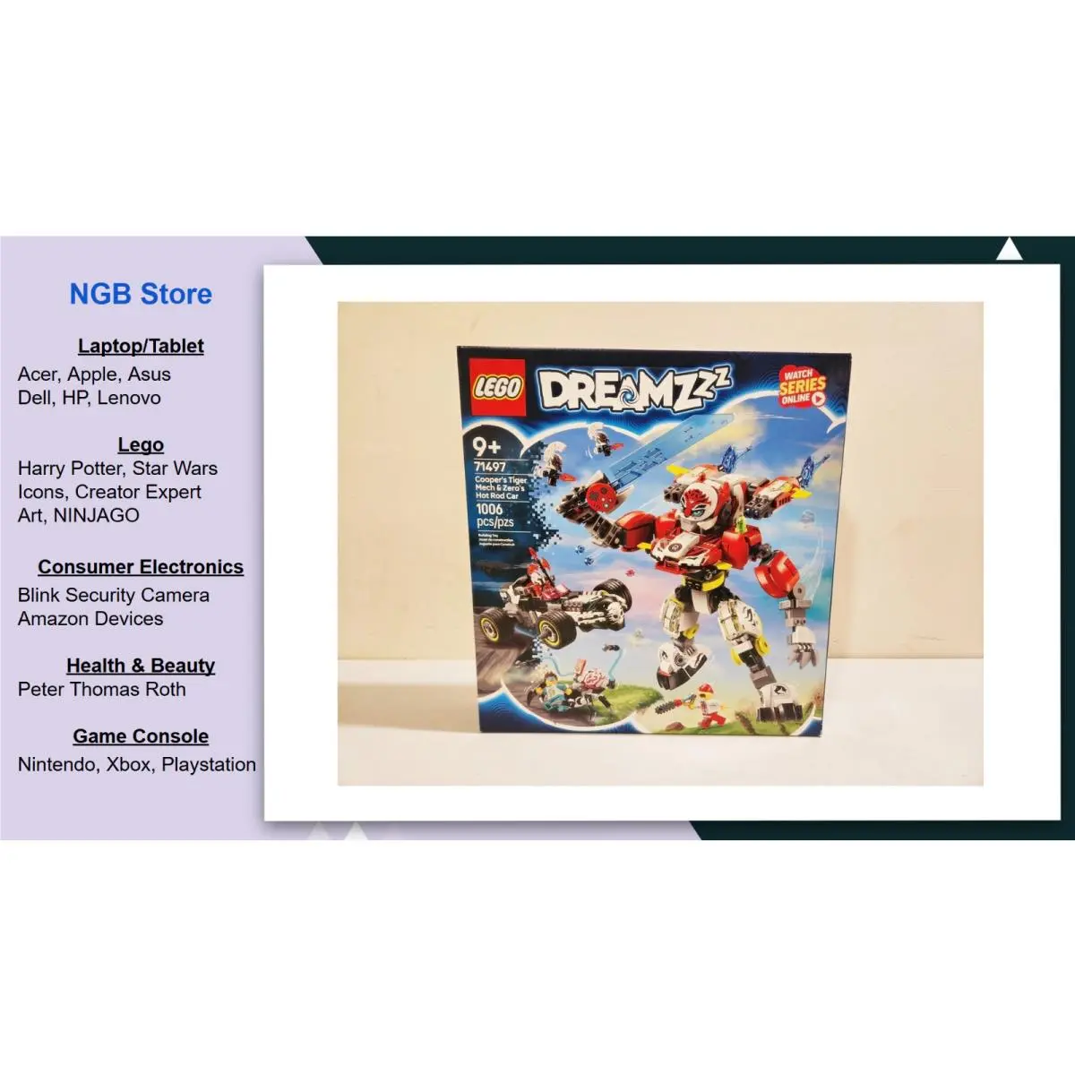 Lego Dreamz Cooper`s Tiger Mech Zero`s Hot Rod Car 71497 US