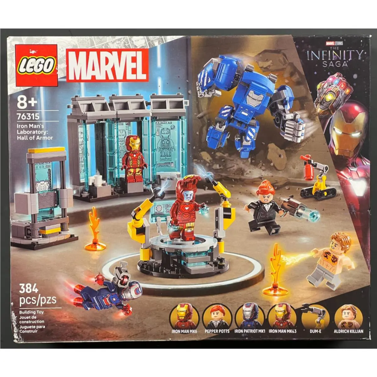 Lego Iron Man`s Laboratory: Hall Of Armor - Infinity Saga- 76315 - 384 Pcs